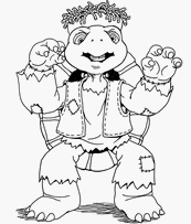 coloriage Franklin deguise en monstre halloween